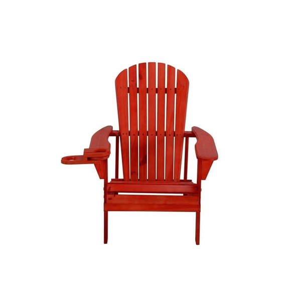 W Unlimited Earth Collection Adirondack Chair with Phone & Cup Holder, Red SW2101RD